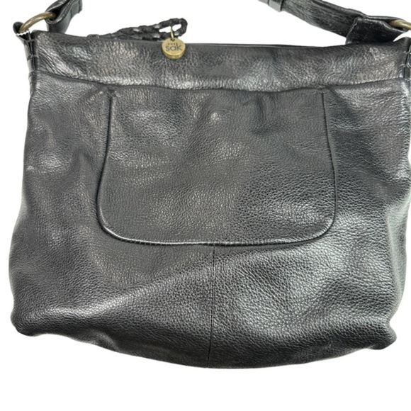 The SAK Black Leather Shoulder Crossbody Bag Purse Top Zip Entry Wide Strap MED - Picture 12 of 12